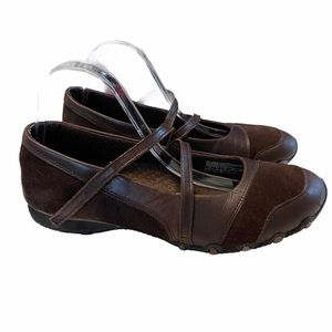 Skechers Leather Bikers Comfort Mary Jane Brown 11